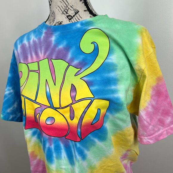 NWT Pink Floyd tie dye raw cut cropped short sleeve T-Shirt - Picture 5 of 8